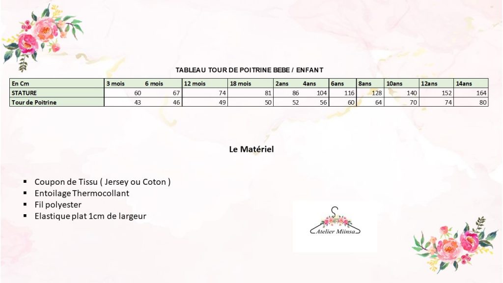 Tutoriel : Le Haut à bretelles Milazzo tableau des taille